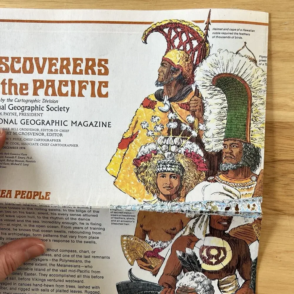 Vintage National Geographic December 1974 Pacific Polynesia Map Vintage Magazine